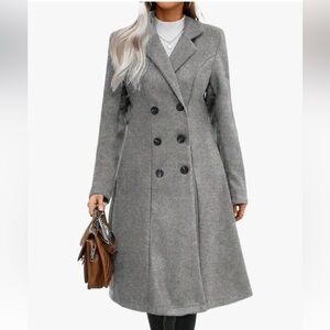 APTRO Women's Dress Coat Size Large Wool Double Breasted Office Siren Business